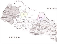 Карта Западного Непала с делением на районы