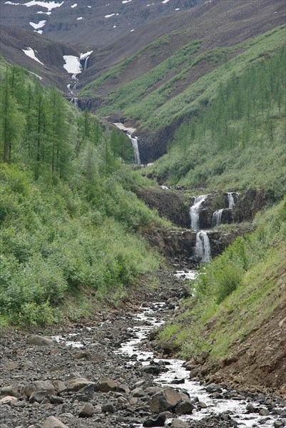 Каскад водопадов на притоке Геологической